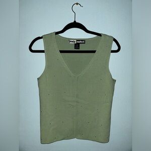 Vintage Jamie Sadock Moss Green V-Neck Lightweight Sweater Vest Tanktop Size S